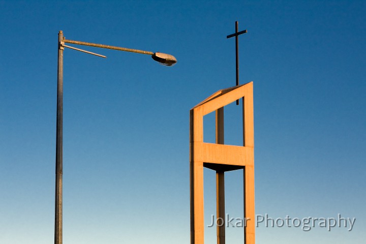 Larapinta_20080530_061 copy.jpg - Catholic Church and streetlamp, Alice Springs